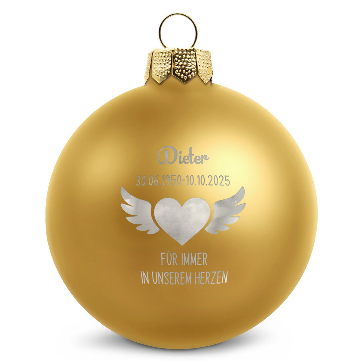 Weihnachtskugel Flügelherz – Gold matt