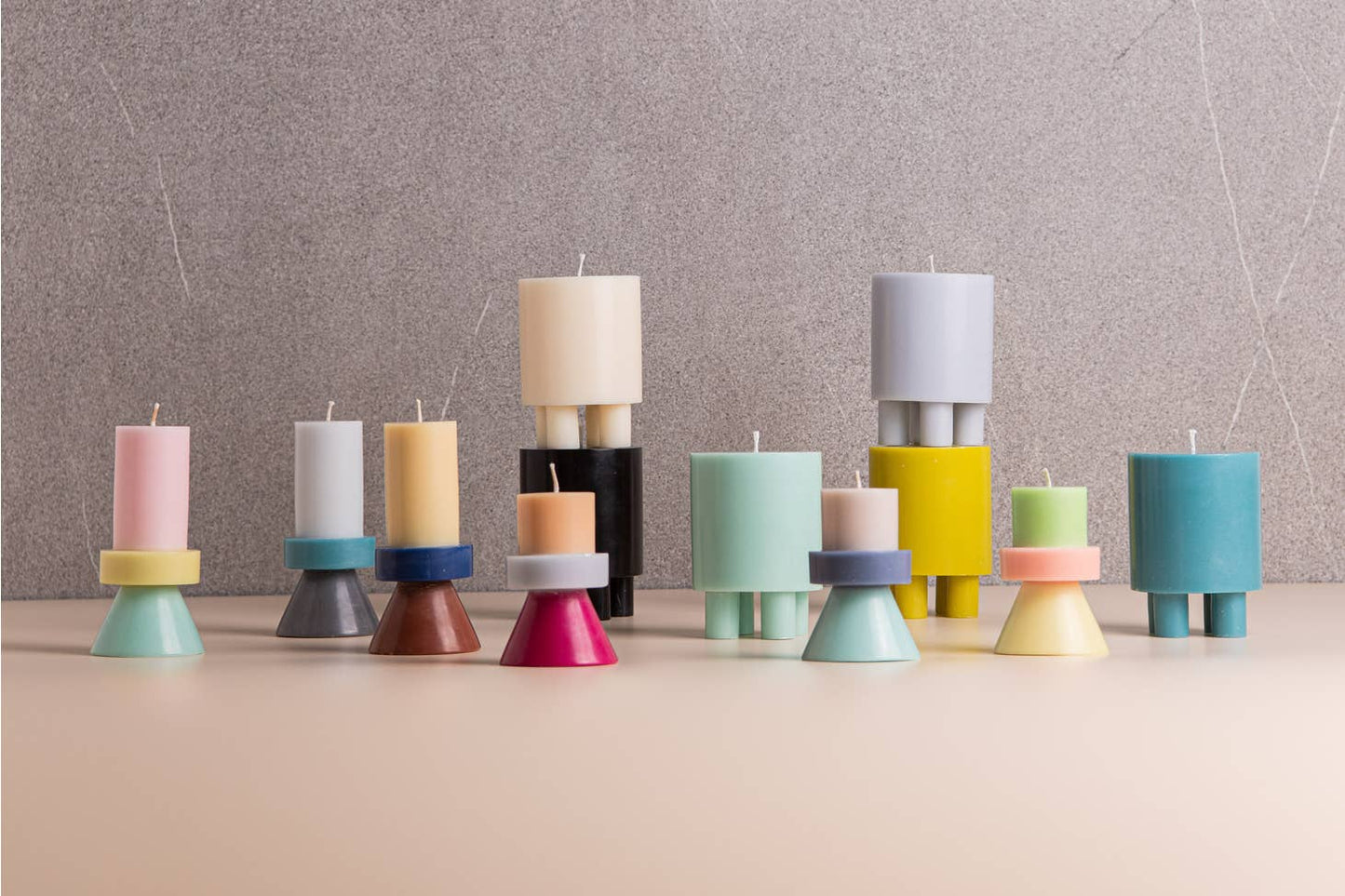 Stack Candle Tall Rosa, Hellgelb und Mint – zusätzliche Produktansicht 4