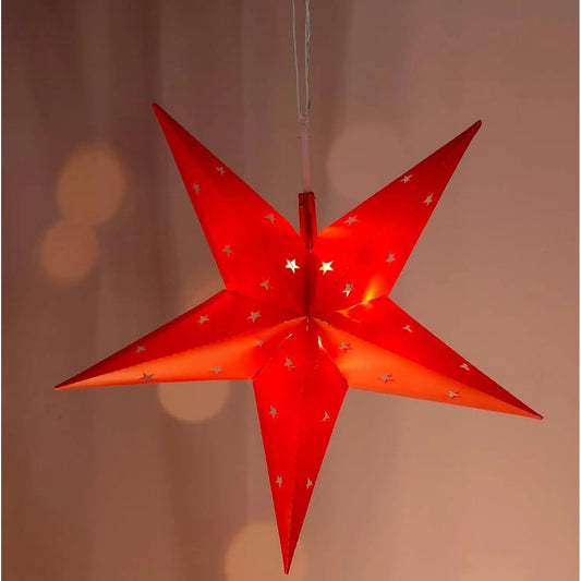 Stella di Natale a LED – Rossa, 44 cm, con timer