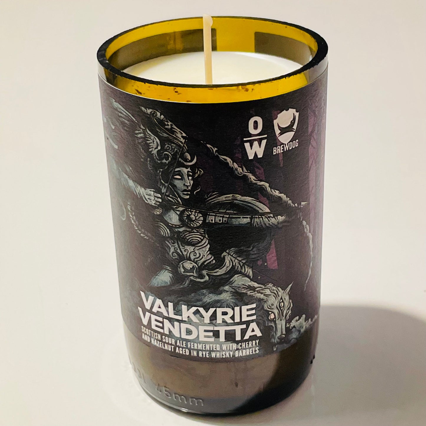 Flaschenkerze Brewdog Valkyrie Vendetta als Upcycling Kerze aus originaler Bierflasche