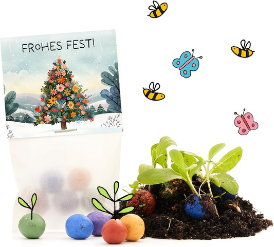 10×5 Blumenmurmeln „Frohes Fest“ – Weihnachtsbaum