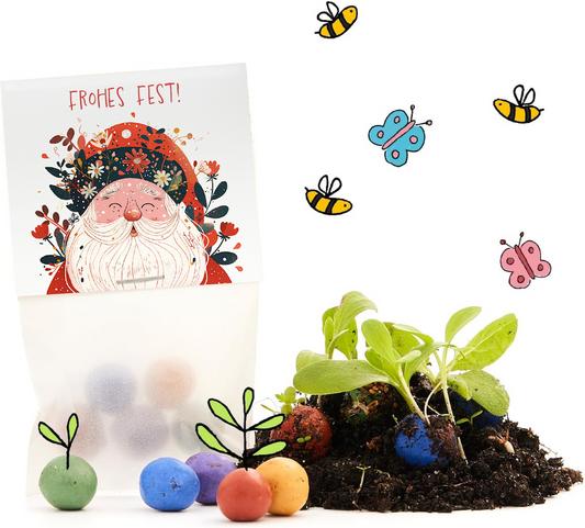 10×5 Blumenmurmeln „Frohes Fest“ – Weihnachtsmann