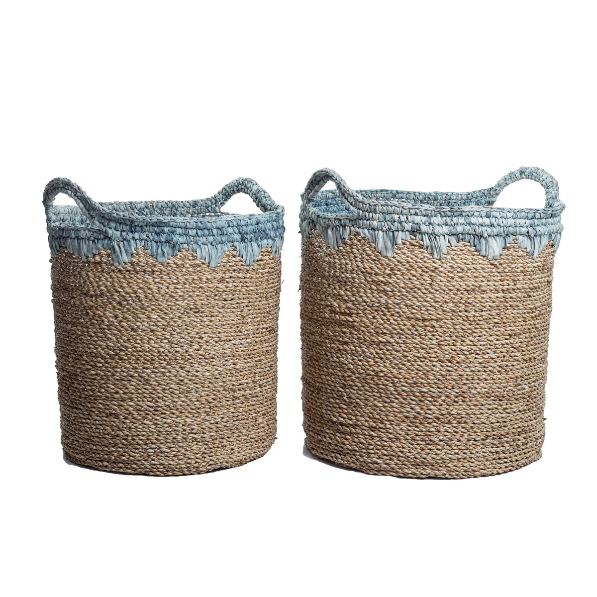Flechtkorb NIAS (blau) – Seegras
