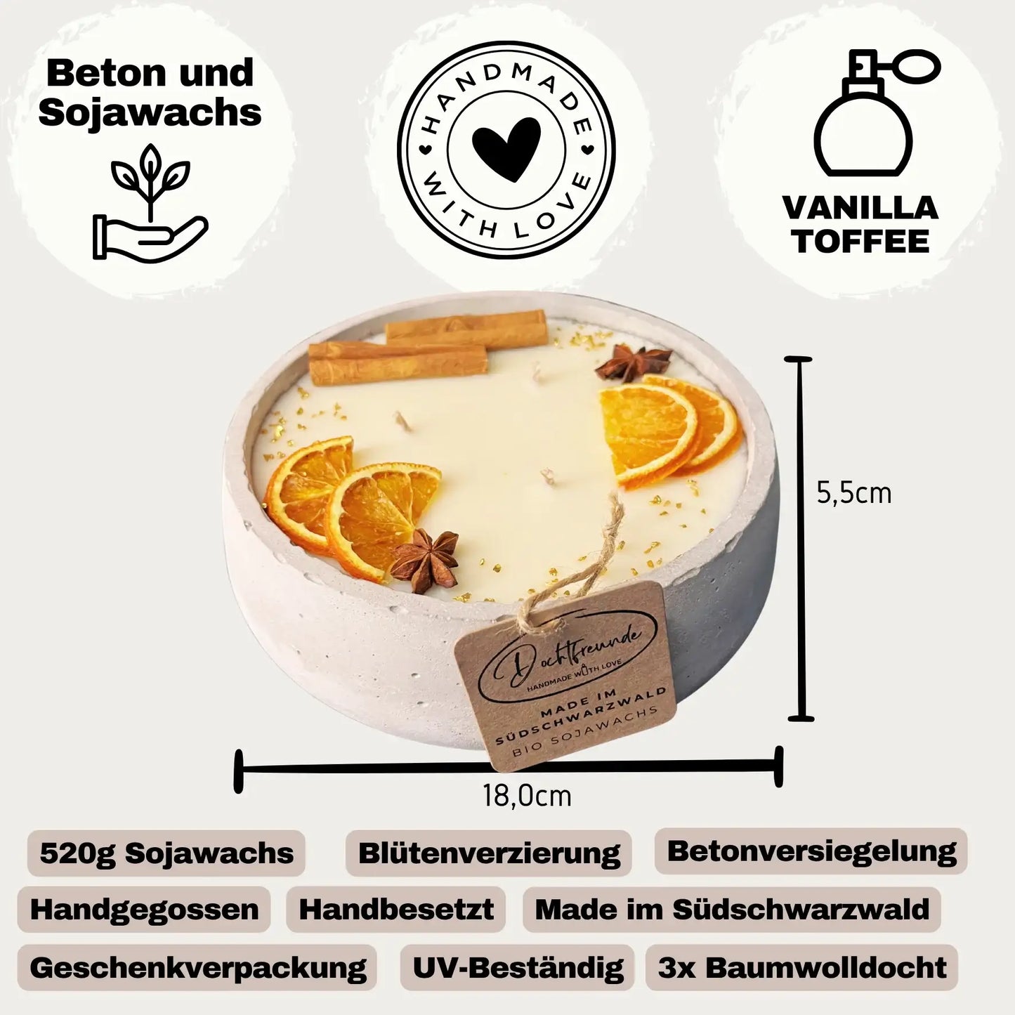 Citronella-Betonkerze „Der Stein“ als Outdoor-Licht