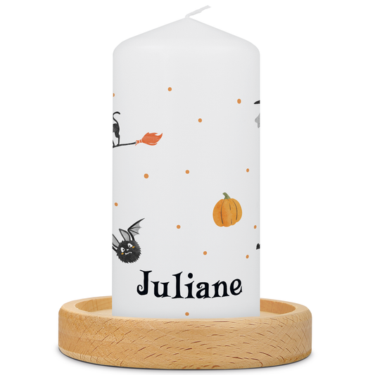 Gepersonaliseerde Halloween-kaars Vleermuis met kaarsenbordje