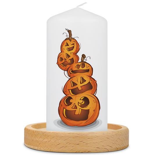 Halloween-kaars Pompoenstapel met kaarsenbordje