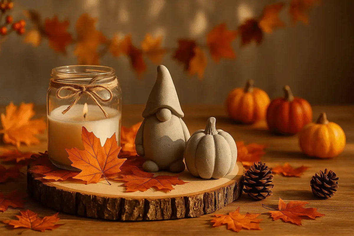 Herbstliche Ritual- und Dekoartikel in warmen Farben