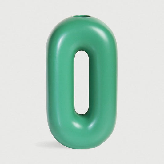Groene Capsule designvaas van handgemaakte keramiek voor lange stelen