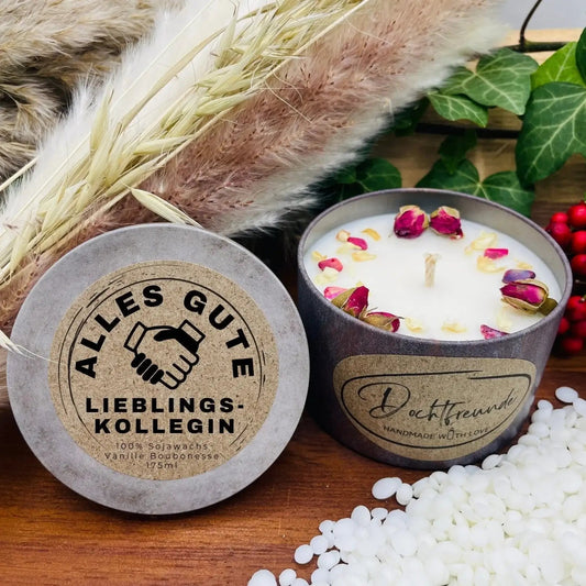 Persönlich verpacktes Abschiedsgeschenk mit Karte für Kollegin oder Kollegen
