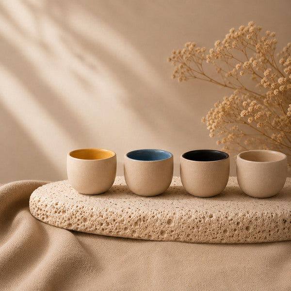 KUMO Espresso Harmony Set with 4 handmade espresso cups in Japandi style
