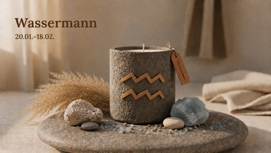 Aquarius zodiac candle and new perspective ritual inspiration by SteinKunstWerk