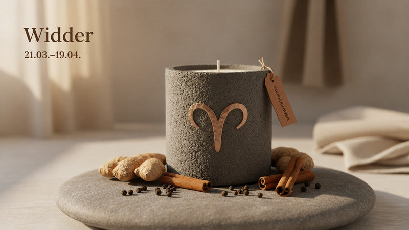 Aries zodiac candle and morning ritual inspiration by SteinKunstWerk