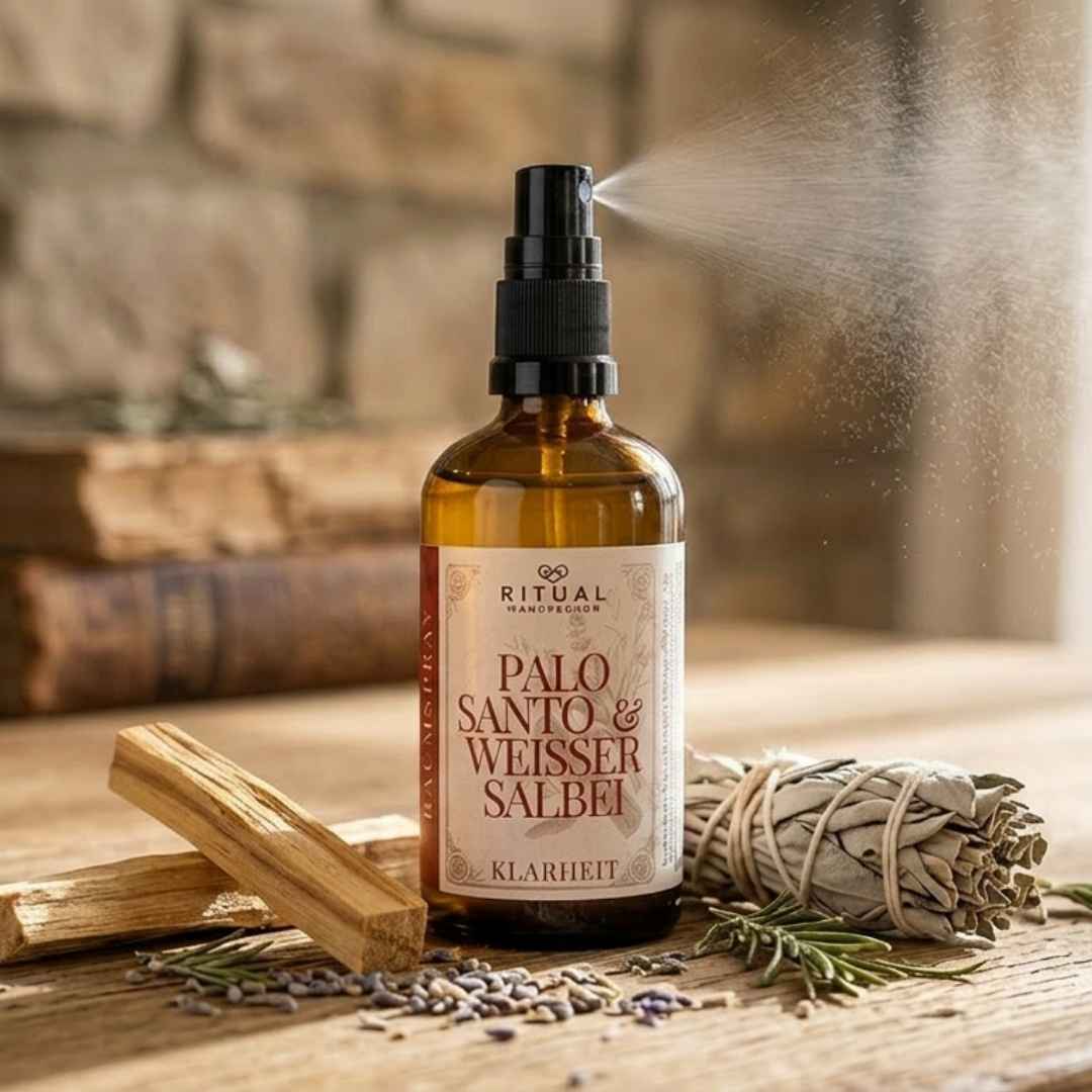 Aurasprays mit weißem Salbei und Palo Santo für rauchfreie Raumrituale