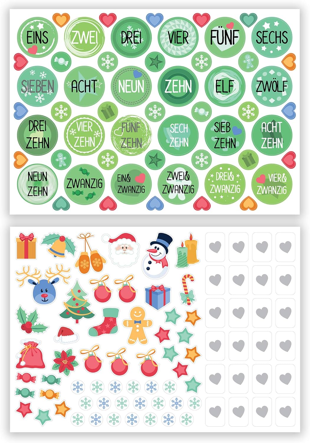 DIY-adventskalender met 25 kraftpapieren zakjes – 110 stickers