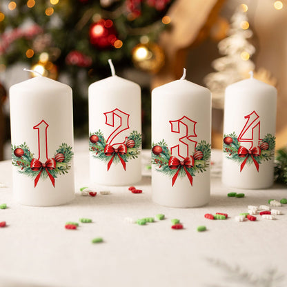 Adventskaarsen ‘Floral’ – set van 4 voor de adventskrans