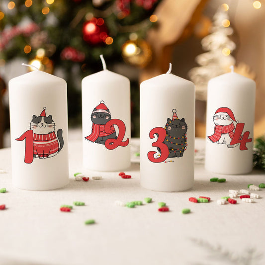 Adventskaarsen ‘Katten’ – set van 4 voor kattenliefhebbers