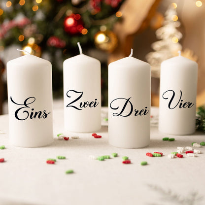 Adventskerzen „Ziffern“ – 4er-Set mit Zahlen oder Schrift