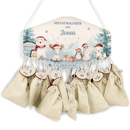 Personalisierter Holz-Adventskalender „Nordpol“ – mit Name