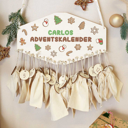 Personalisierter Holz-Adventskalender Lebkuchen mit Name