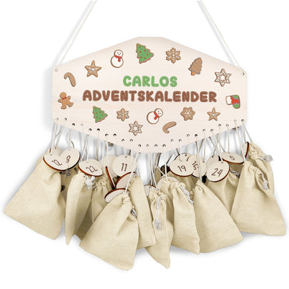 Gepersonaliseerde houten adventskalender „Peperkoek“ – met naam