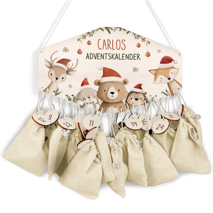 Gepersonaliseerde houten adventskalender „Kerstgroep“ – met naam