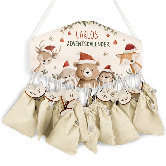 Gepersonaliseerde houten adventskalender „Kerstgroep“ – met naam