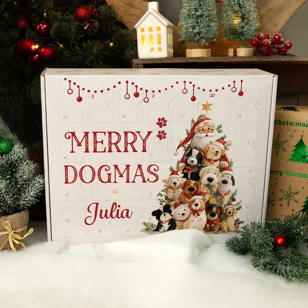 Personalisierter DIY-Adventskalender Dogmas zum Befüllen