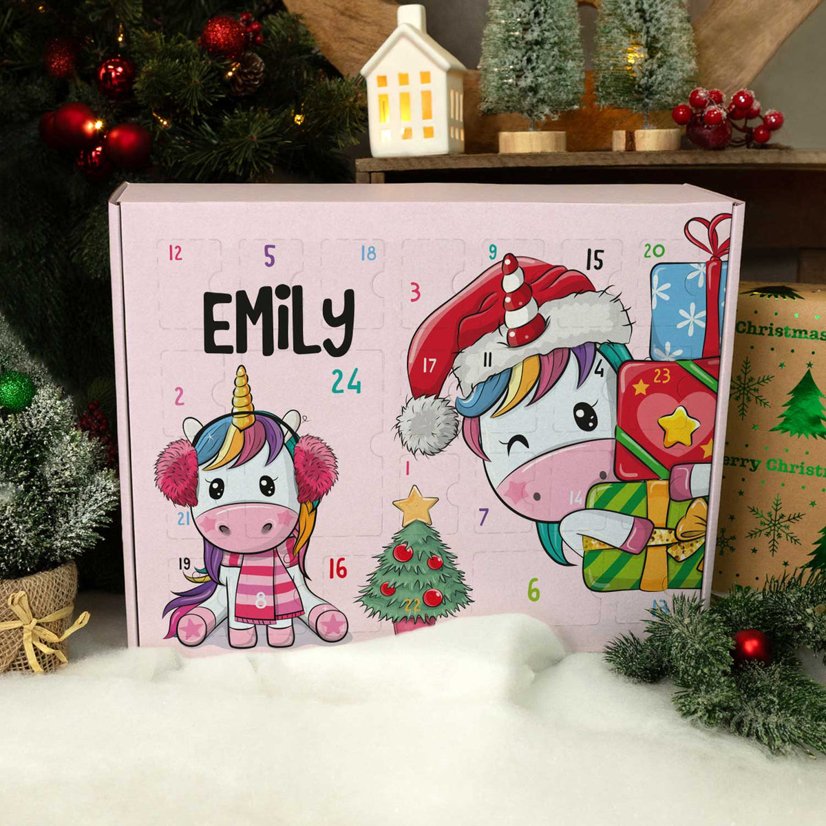 Personalisierter DIY-Adventskalender Einhorn zum Befüllen