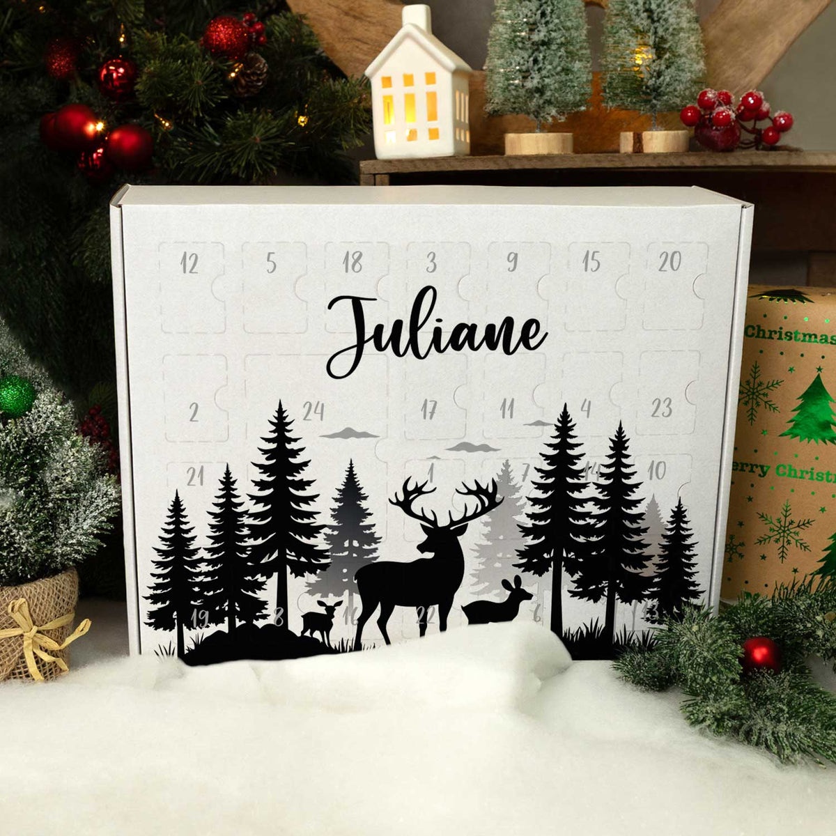 Personalisierter DIY-Adventskalender Hirsch zum Befüllen