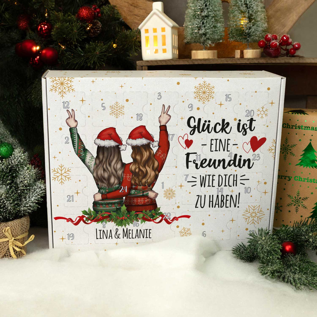 Personalisierter DIY-Adventskalender Freundinnen zum Befüllen