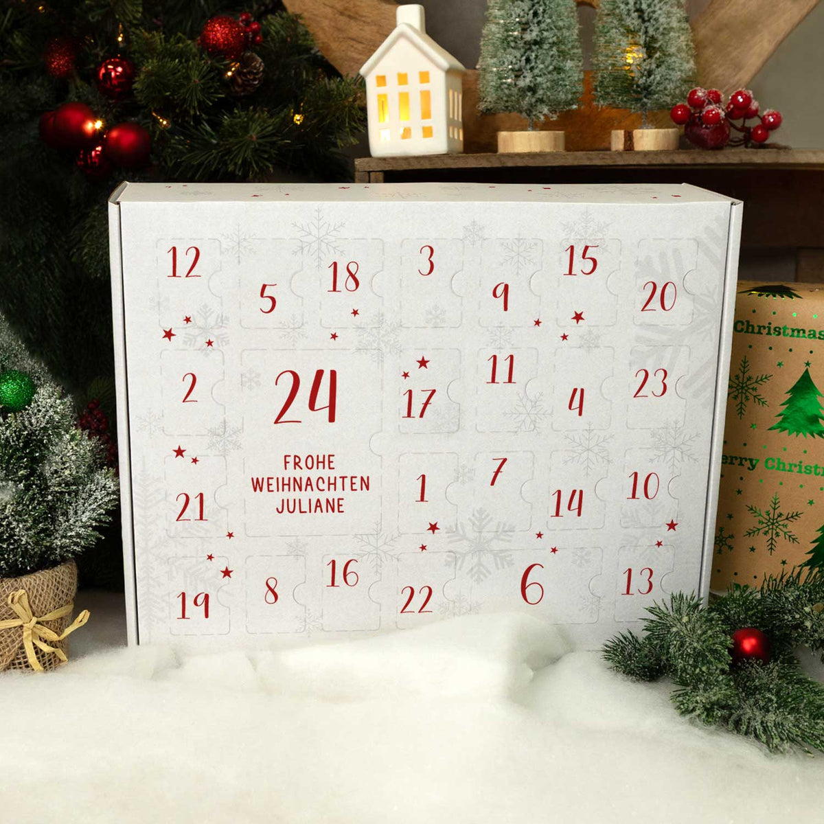 Gepersonaliseerde DIY-adventskalender „Cijfers“ – 4 kleuren