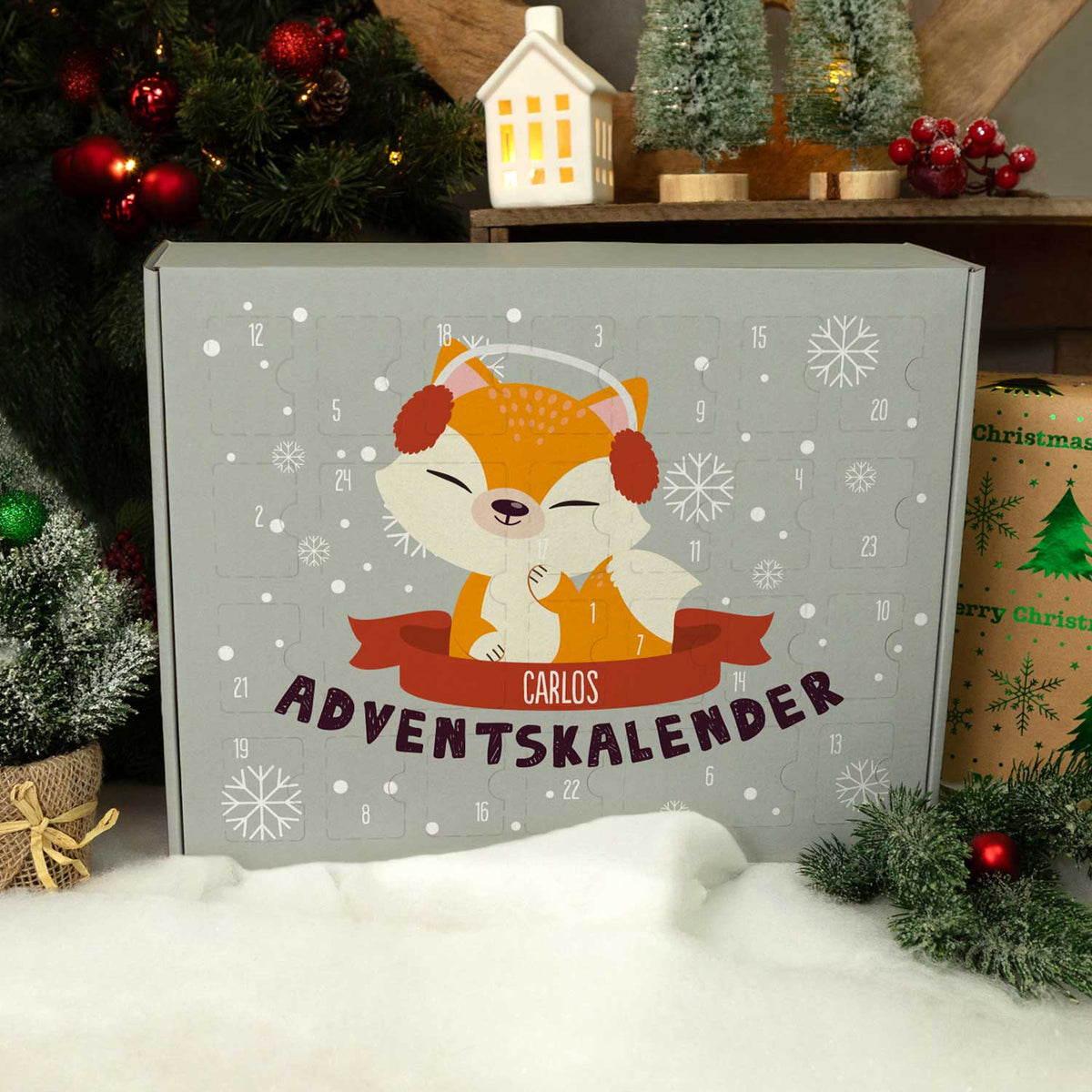 Personalisierter DIY-Adventskalender Weihnachtstiere zum Befüllen