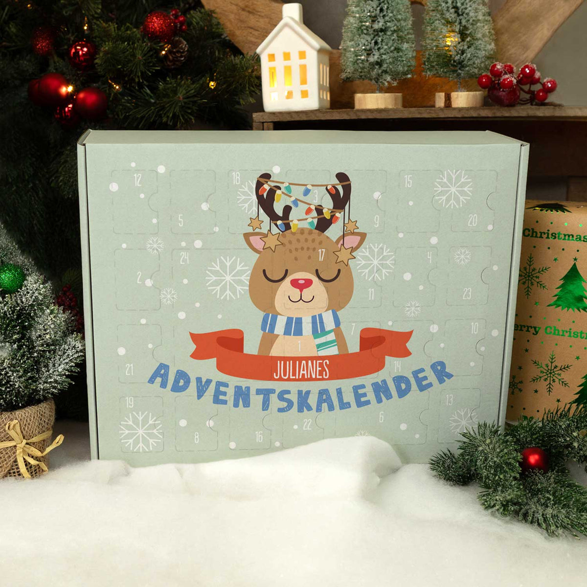 Gepersonaliseerde DIY-adventskalender „Kerstdieren“ – om zelf te vullen