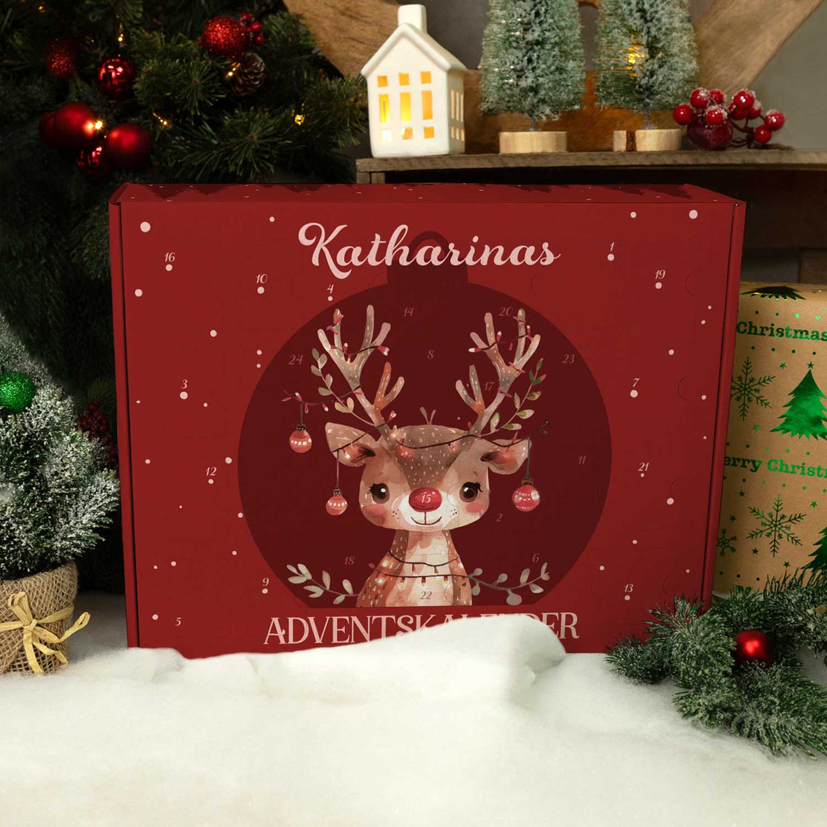 Personalisierter DIY-Adventskalender Rentier zum Befüllen