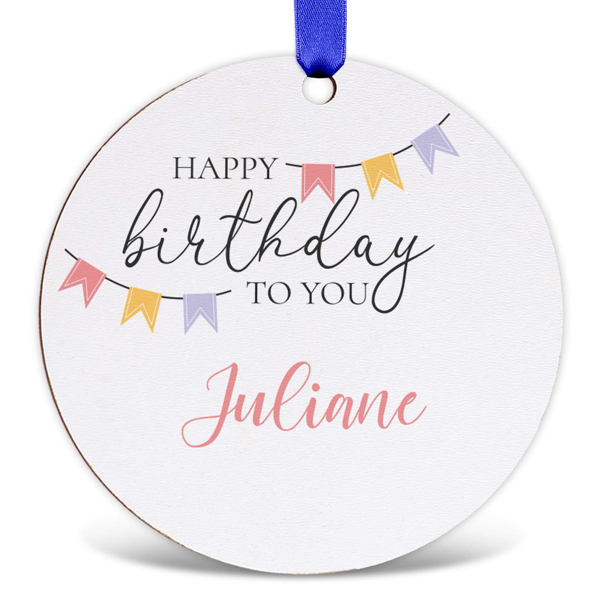 Holz-Geschenkanhänger Happy Birthday personalisiert – Motiv und Name