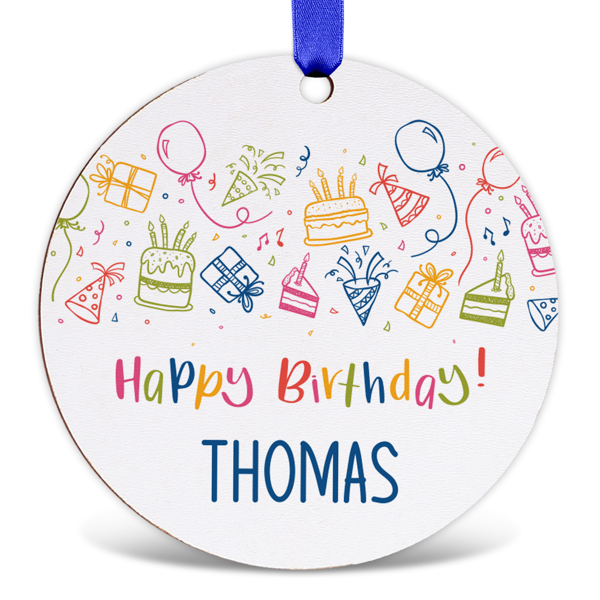 Personalisierter Holz-Geschenkanhänger Happy Birthday mit Name – Detailansicht