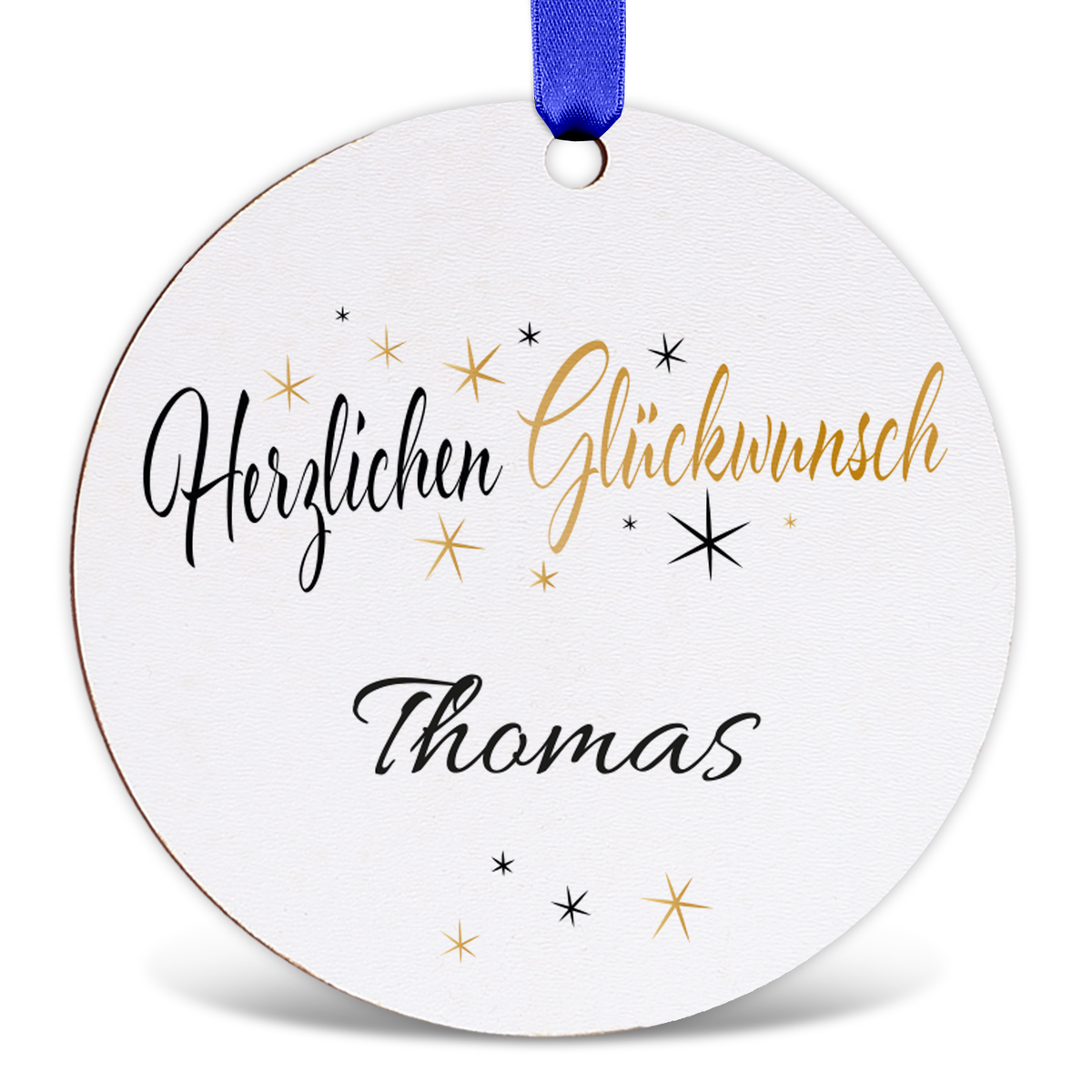 Holzanhänger Herzlichen Glückwunsch mit Wunschnamen