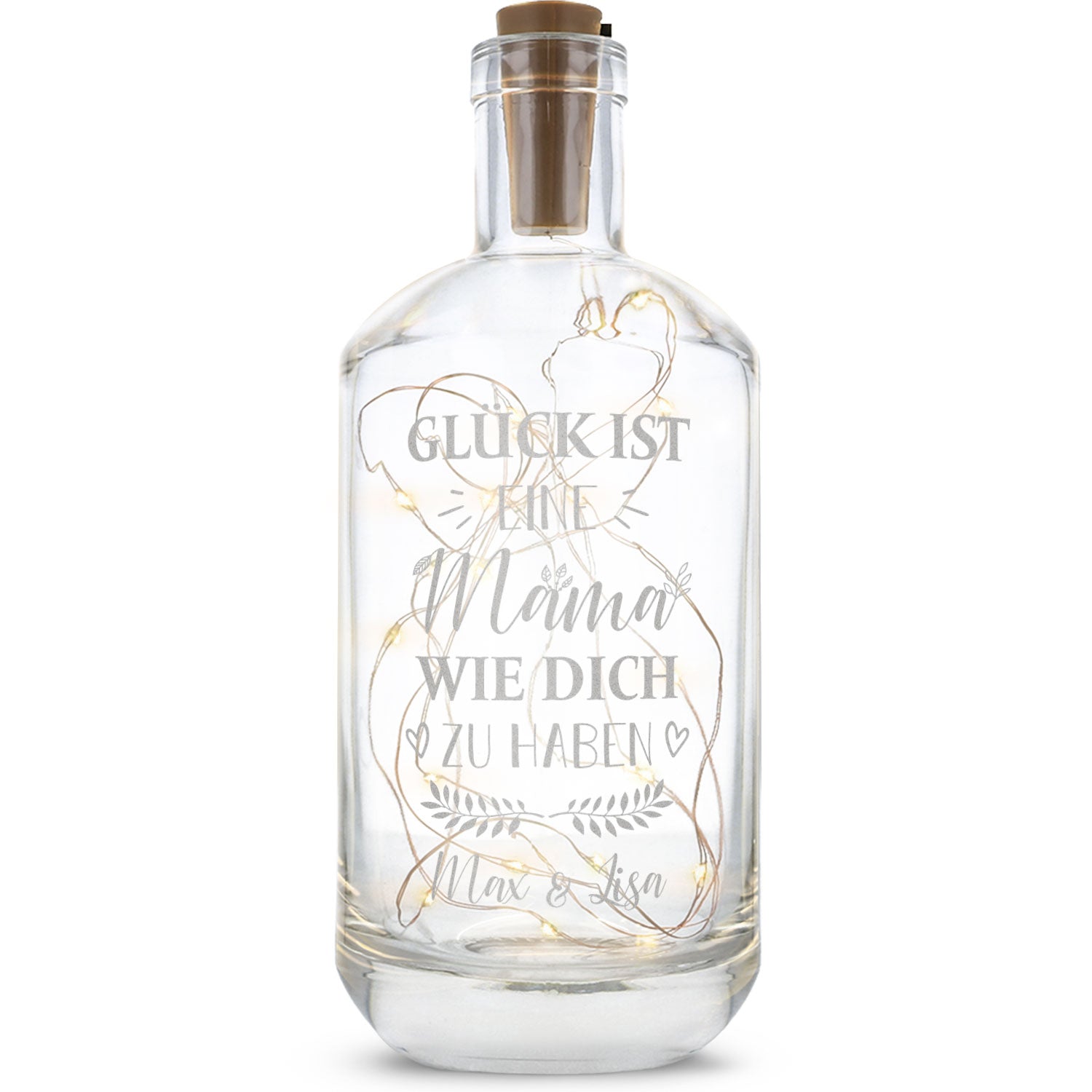 LED-Flaschenlicht „Glück ist eine Mama wie dich zu haben“ – Hauptansicht