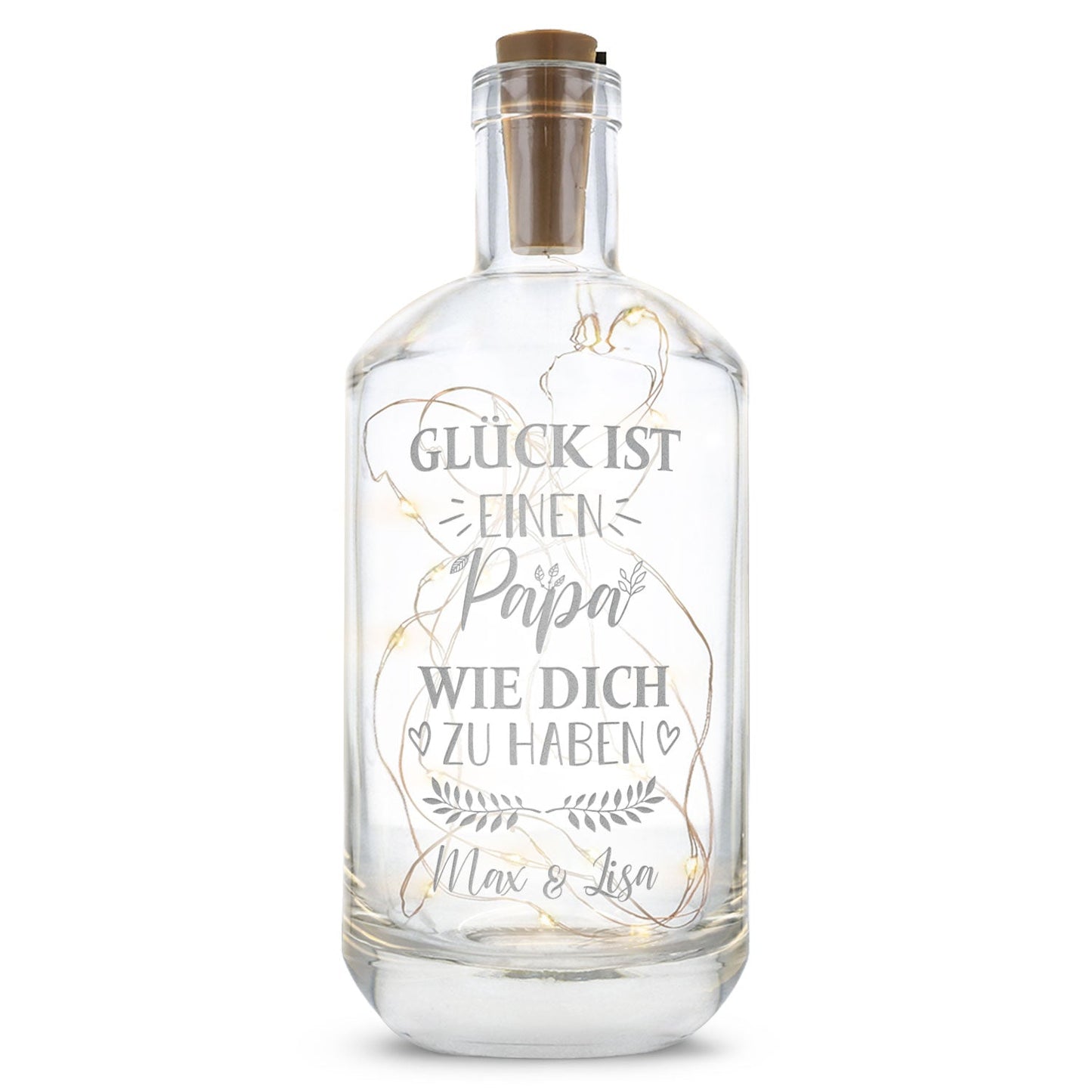 LED-Flaschenlicht „Glück ist einen Papa wie dich zu haben“ – Hauptansicht