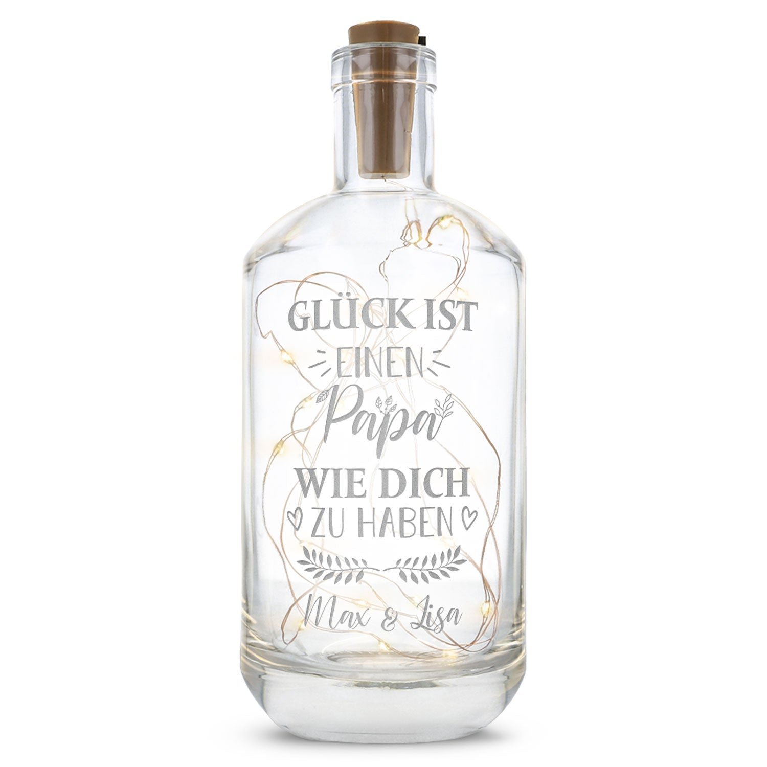 LED-Flaschenlicht „Glück ist einen Papa wie dich zu haben“ – Hauptansicht