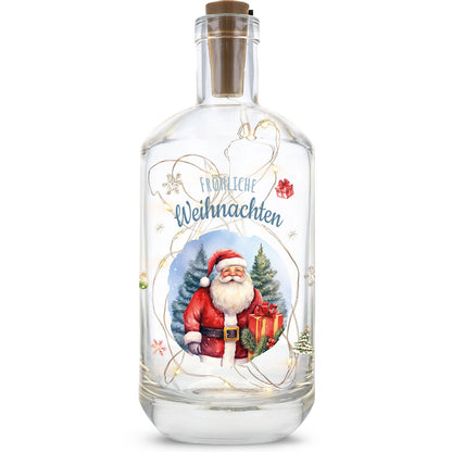 LED-Flaschenlicht „Weihnachtsmann“ – Produktansicht mit Weihnachtsmannmotiv