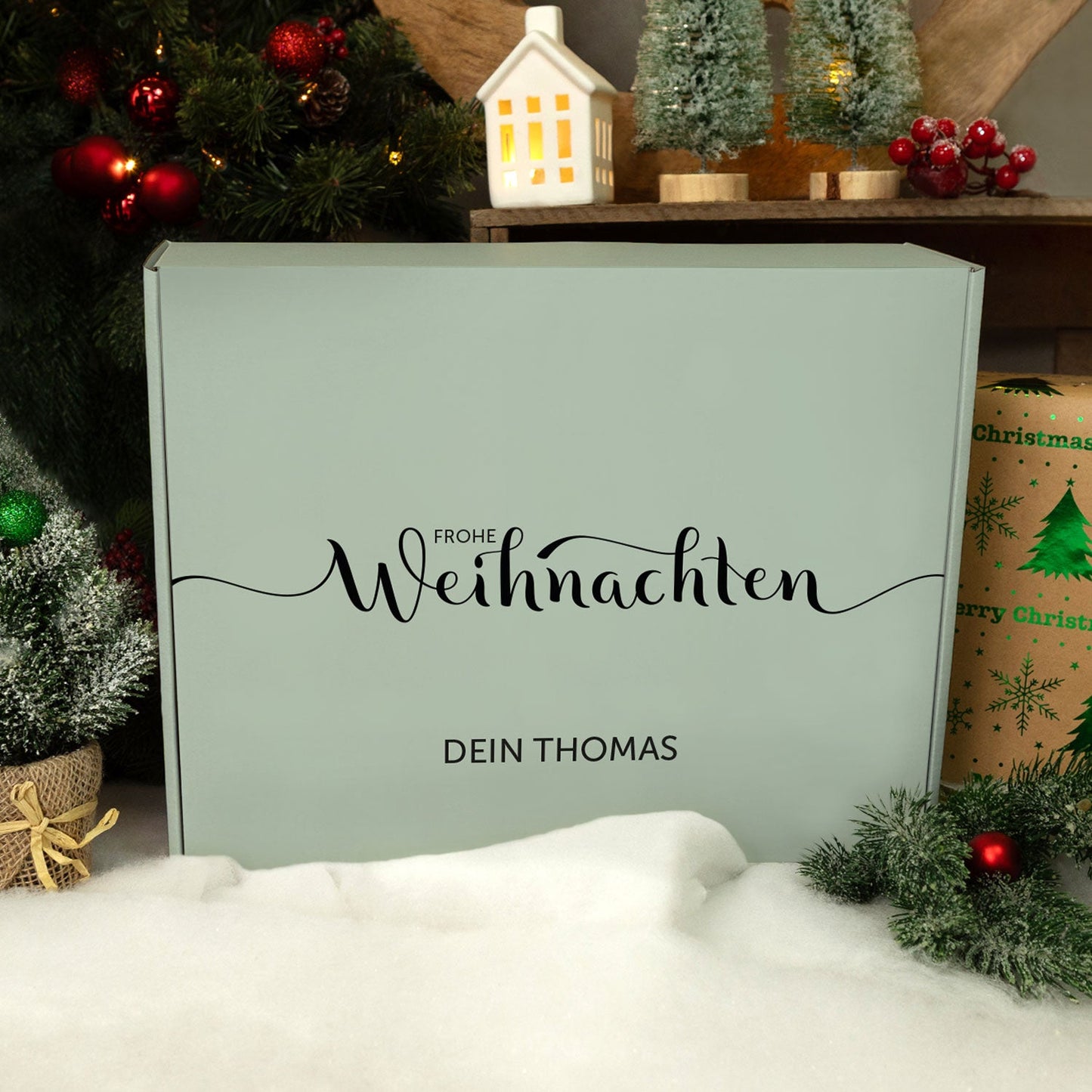 Personalisierte DIY-Geschenkbox Frohe Weihnachten mit Wunschtext