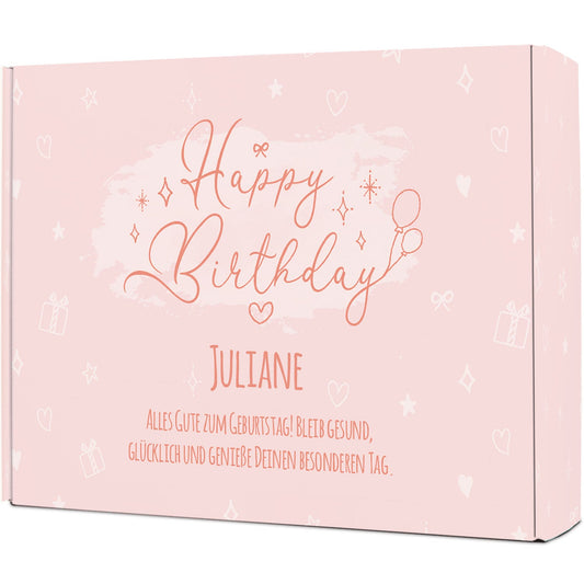 Gepersonaliseerde cadeaudoos Happy Birthday Roze – vooraanzicht