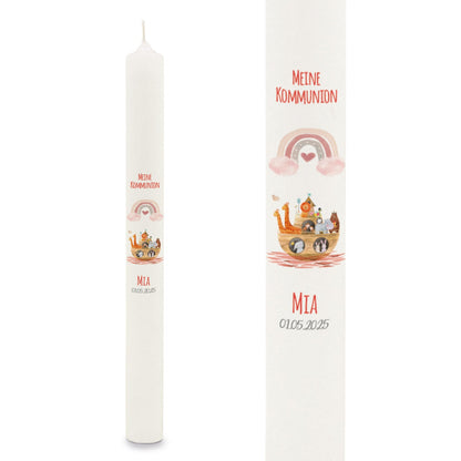 Taufkerze Arche Regenbogen – rote Motivansicht