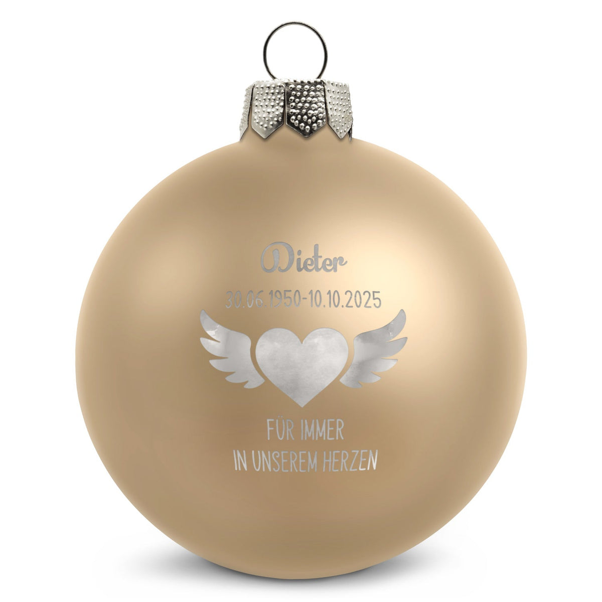 Weihnachtskugel Flügelherz – Beige matt