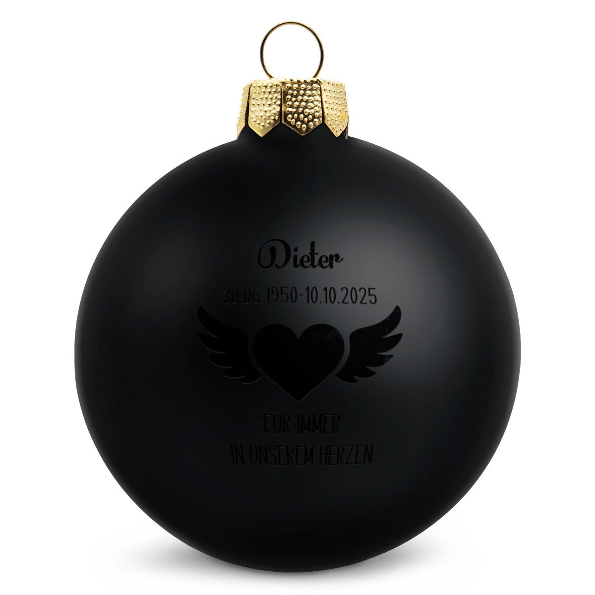 Weihnachtskugel Flügelherz – Schwarz matt