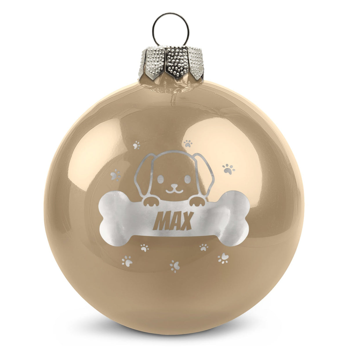 Weihnachtskugel für Hund & Katze – Beige glänzend