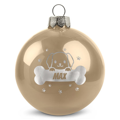Weihnachtskugel für Hund & Katze – Beige glänzend