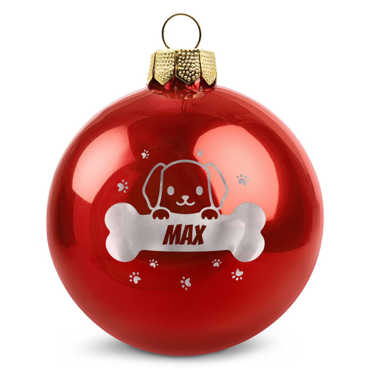 Weihnachtskugel für Haustiere mit Gravur – Detailansicht