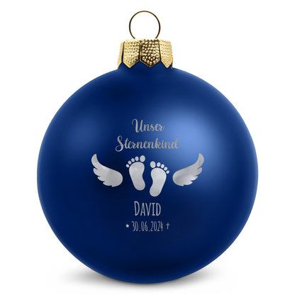 Weihnachtskugel Sternenkind – Blau matt